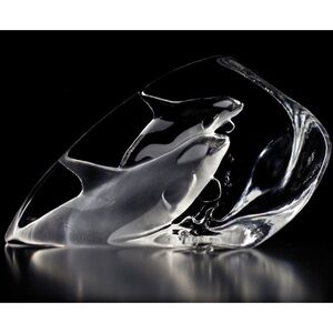 Mats Jonasson Killer Whales Crystal Sculpture Made in Sweden